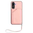 For Samsung Galaxy M56 5G Skin Feel Four Card Slots Phone Case with Wrist Strap(Pink) - 2