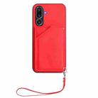 For Samsung Galaxy M56 5G Skin Feel Four Card Slots Phone Case with Wrist Strap(Red) - 2