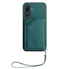 For Samsung Galaxy M56 5G Skin Feel Four Card Slots Phone Case with Wrist Strap(Green) - 2