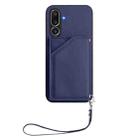 For Samsung Galaxy M56 5G Skin Feel Four Card Slots Phone Case with Wrist Strap(Blue) - 2