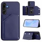 For Samsung Galaxy M16 5G / F16 5G Skin Feel Four Card Slots Phone Case with Wrist Strap(Blue) - 1