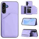 For Samsung Galaxy M16 5G / F16 5G Skin Feel Four Card Slots Phone Case with Wrist Strap(Purple) - 1