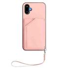 For Samsung Galaxy M06 5G / F06 5G Skin Feel Four Card Slots Phone Case with Wrist Strap(Pink) - 2