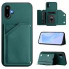 For Samsung Galaxy M06 5G / F06 5G Skin Feel Four Card Slots Phone Case with Wrist Strap(Green) - 1