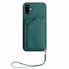 For Samsung Galaxy M06 5G / F06 5G Skin Feel Four Card Slots Phone Case with Wrist Strap(Green) - 2