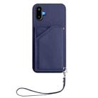 For Samsung Galaxy M06 5G / F06 5G Skin Feel Four Card Slots Phone Case with Wrist Strap(Blue) - 2