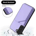 For Samsung Galaxy S22 5G Skin Feel Four Card Slots Phone Case with Wrist Strap(Purple) - 3