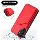 For Samsung Galaxy S22 Ultra Skin Feel Four Card Slots Phone Case with Wrist Strap(Red) - 3