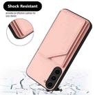 For Samsung Galaxy S23 5G Skin Feel Four Card Slots Phone Case with Wrist Strap(Pink) - 3