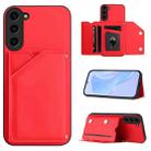 For Samsung Galaxy S23+ 5G Skin Feel Four Card Slots Phone Case with Wrist Strap(Red) - 1