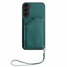 For Samsung Galaxy S23+ 5G Skin Feel Four Card Slots Phone Case with Wrist Strap(Green) - 2