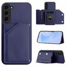 For Samsung Galaxy S23+ 5G Skin Feel Four Card Slots Phone Case with Wrist Strap(Blue) - 1