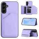 For Samsung Galaxy S24 5G Skin Feel Four Card Slots Phone Case with Wrist Strap(Purple) - 1