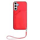For Samsung Galaxy S24 FE 5G Skin Feel Four Card Slots Phone Case with Wrist Strap(Red) - 2