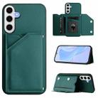 For Samsung Galaxy S24 FE 5G Skin Feel Four Card Slots Phone Case with Wrist Strap(Green) - 1