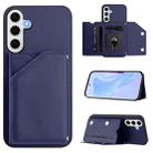 For Samsung Galaxy S24 FE 5G Skin Feel Four Card Slots Phone Case with Wrist Strap(Blue) - 1