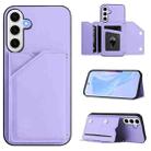 For Samsung Galaxy S24 FE 5G Skin Feel Four Card Slots Phone Case with Wrist Strap(Purple) - 1