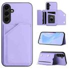For Samsung Galaxy S24+ 5G Skin Feel Four Card Slots Phone Case with Wrist Strap(Purple) - 1