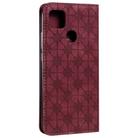 For Xiaomi Redmi 9C Lucky Flowers Embossing Pattern Magnetic Horizontal Flip Leather Case with Holder & Card Slots(Wine Red) - 7