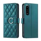 For Sony Xperia 5 III Ring Buckle Rhombic Leather Phone Case(Green) - 1