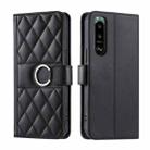 For Sony Xperia 5 III Ring Buckle Rhombic Leather Phone Case(Black) - 1