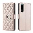 For Sony Xperia 5 III Ring Buckle Rhombic Leather Phone Case(Rose Gold) - 1