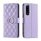 For Sony Xperia 5 III Ring Buckle Rhombic Leather Phone Case(Purple) - 1