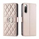 For Sony Xperia 10 III Ring Buckle Rhombic Leather Phone Case(Rose Gold) - 1