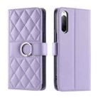 For Sony Xperia 10 III Ring Buckle Rhombic Leather Phone Case(Purple) - 1