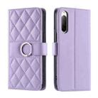 For Sony Xperia 10 IV Ring Buckle Rhombic Leather Phone Case(Purple) - 1