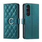 For Sony Xperia 1 V Ring Buckle Rhombic Leather Phone Case(Green) - 1