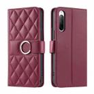 For Sony Xperia 10 V Ring Buckle Rhombic Leather Phone Case(Red) - 1