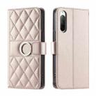 For Sony Xperia 10 V Ring Buckle Rhombic Leather Phone Case(Rose Gold) - 1