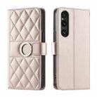 For Sony Xperia 1 VI 2024 Ring Buckle Rhombic Leather Phone Case(Rose Gold) - 1