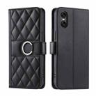 For Sony Xperia 5 VI 2024 Ring Buckle Rhombic Leather Phone Case(Black) - 1