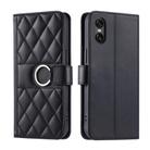For Sony Xperia 5 V Ring Buckle Rhombic Leather Phone Case(Black) - 1