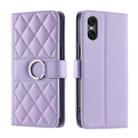 For Sony Xperia 5 V Ring Buckle Rhombic Leather Phone Case(Purple) - 1