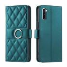 For Samsung Galaxy Note10 Ring Buckle Rhombic Leather Phone Case(Green) - 1