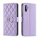 For Samsung Galaxy Note10+ Ring Buckle Rhombic Leather Phone Case(Purple) - 1