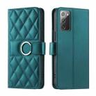 For Samsung Galaxy Note20 Ring Buckle Rhombic Leather Phone Case(Green) - 1