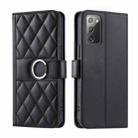 For Samsung Galaxy Note20 Ring Buckle Rhombic Leather Phone Case(Black) - 1