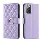 For Samsung Galaxy Note20 Ring Buckle Rhombic Leather Phone Case(Purple) - 1
