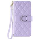 For Samsung Galaxy Note20 Ring Buckle Rhombic Leather Phone Case(Purple) - 2