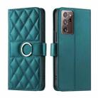 For Samsung Galaxy Note20 Ultra Ring Buckle Rhombic Leather Phone Case(Green) - 1