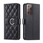 For Samsung Galaxy Note20 Ultra Ring Buckle Rhombic Leather Phone Case(Black) - 1