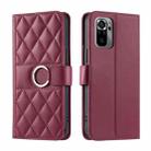 For Redmi Note 10 4G / 10S 4G Global Ring Buckle Rhombic Leather Phone Case(Red) - 1