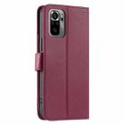 For Redmi Note 10 4G / 10S 4G Global Ring Buckle Rhombic Leather Phone Case(Red) - 3