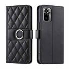 For Redmi Note 10 4G / 10S 4G Global Ring Buckle Rhombic Leather Phone Case(Black) - 1