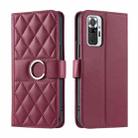 For Redmi Note 10 Pro 4G Global Ring Buckle Rhombic Leather Phone Case(Red) - 1