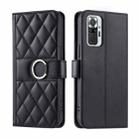 For Redmi Note 10 Pro 4G Global Ring Buckle Rhombic Leather Phone Case(Black) - 1